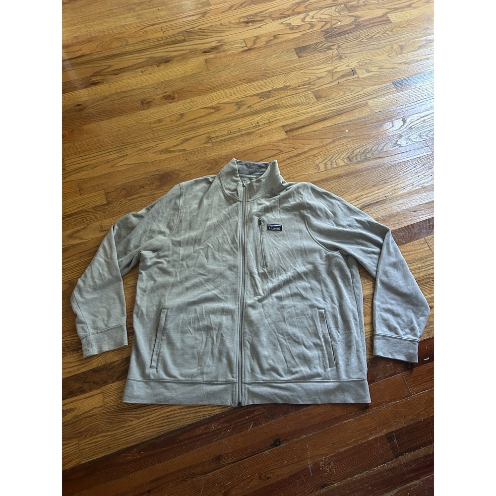 LL Bean Men's Full Zip Sweater Gray Size XXL Comfort Stretch Pique Outdoors Hike